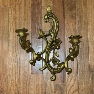 Vintage Syroco Gold 2 Arm Wall Sconce Candle Holder 3931 made in USA